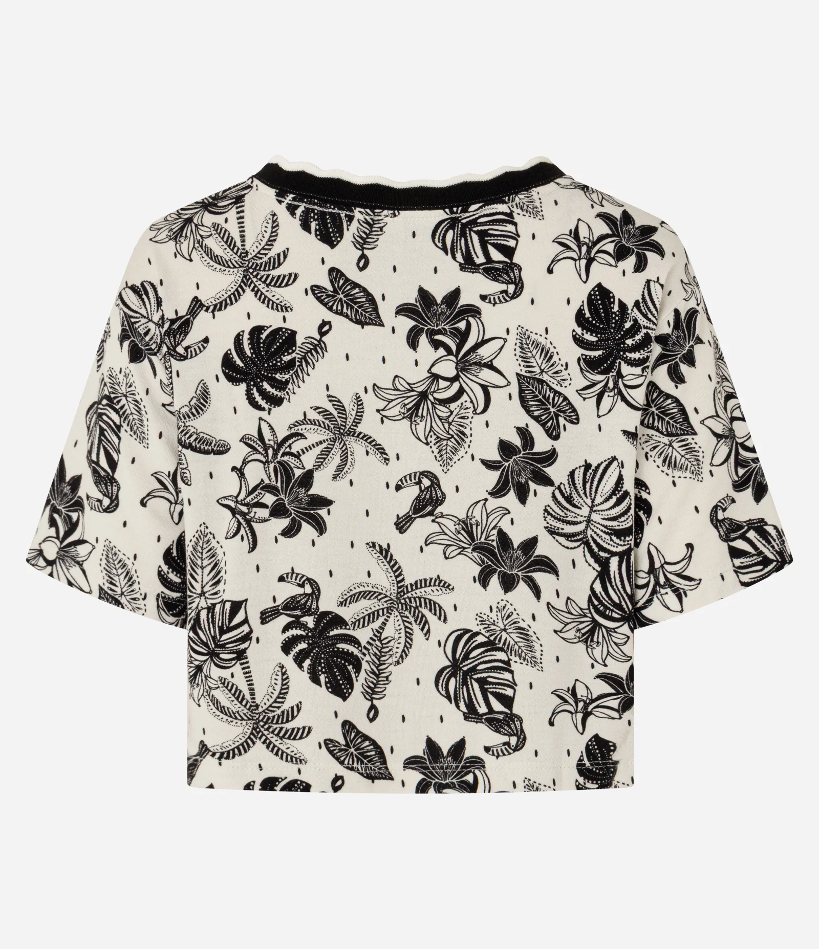 Blusa em Moletinho com Estampa Tropical Off White 2