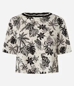 Blusa em Moletinho com Estampa Tropical