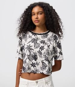 Blusa em Moletinho com Estampa Tropical