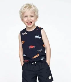 Regata Infantil Hot Wheels em Algodão - 2 a 6 anos