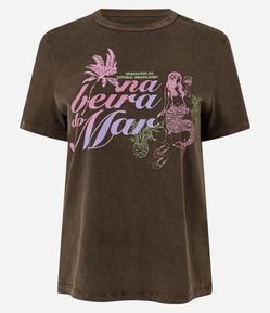 Camiseta em Algodão com Estampa Beira Tropical