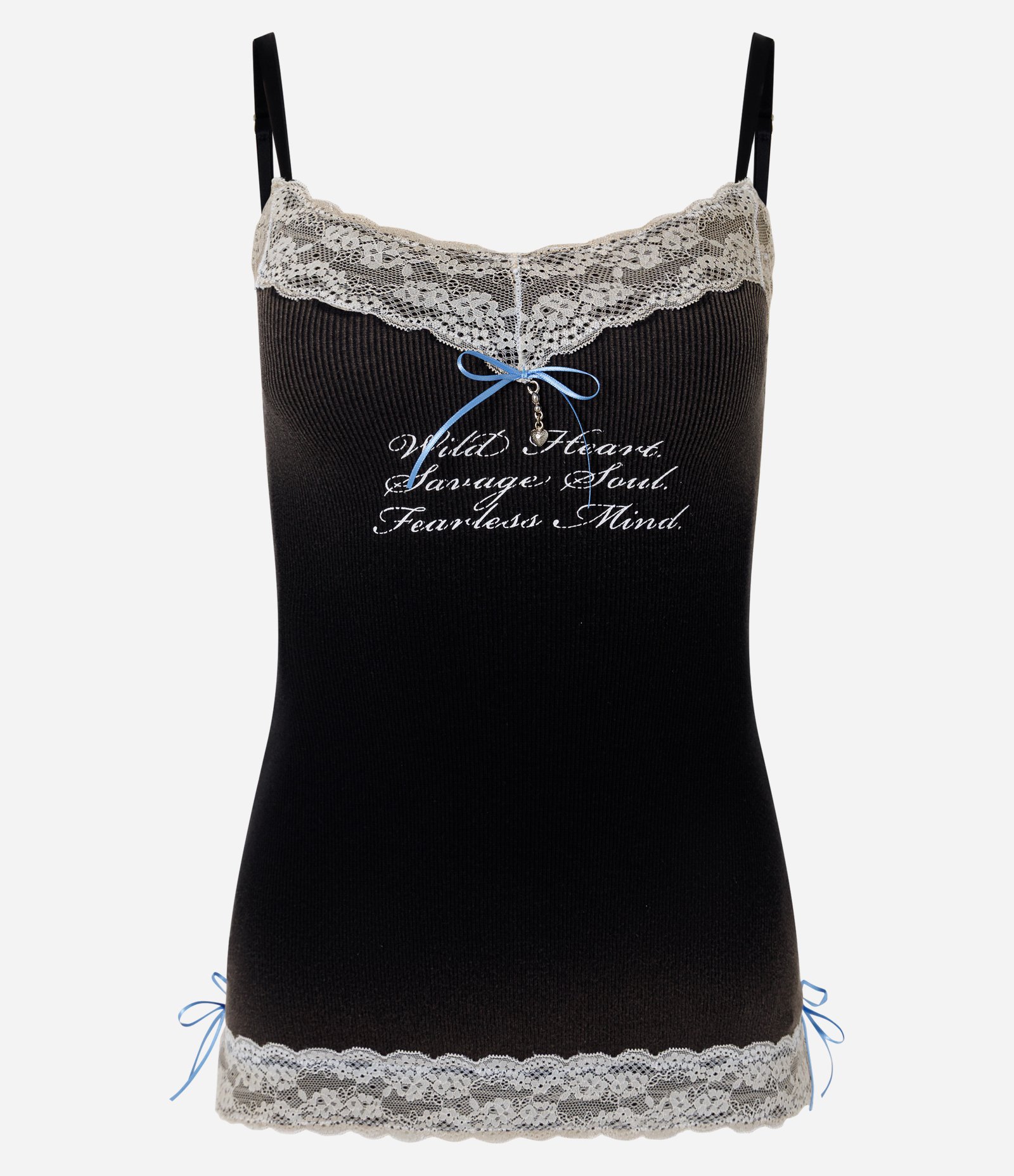 Regata Canelada com Renda e Lettering Frontal Preto 5