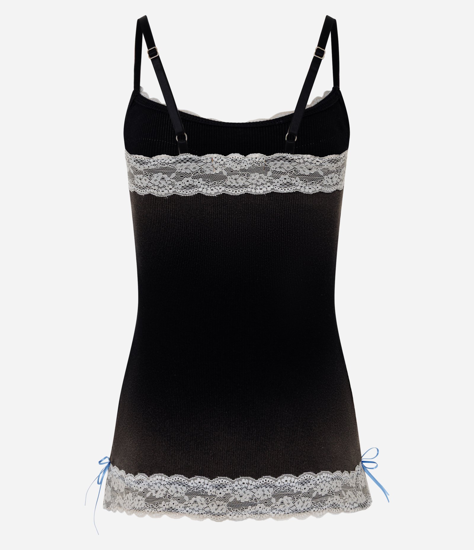 Regata Canelada com Renda e Lettering Frontal Preto 6
