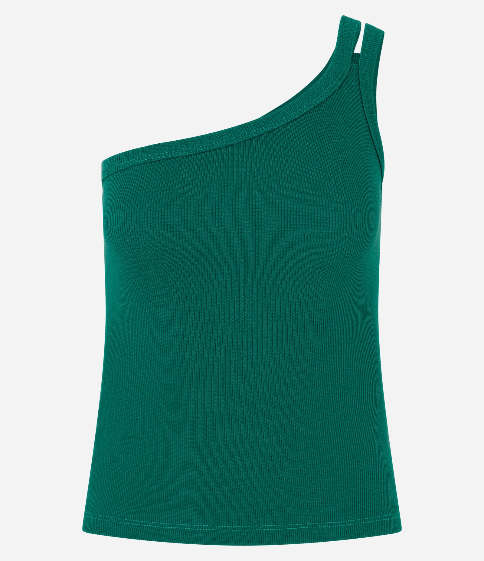 Blusa em Ribana com Um Ombro Só e Alça Dupla Verde 1
