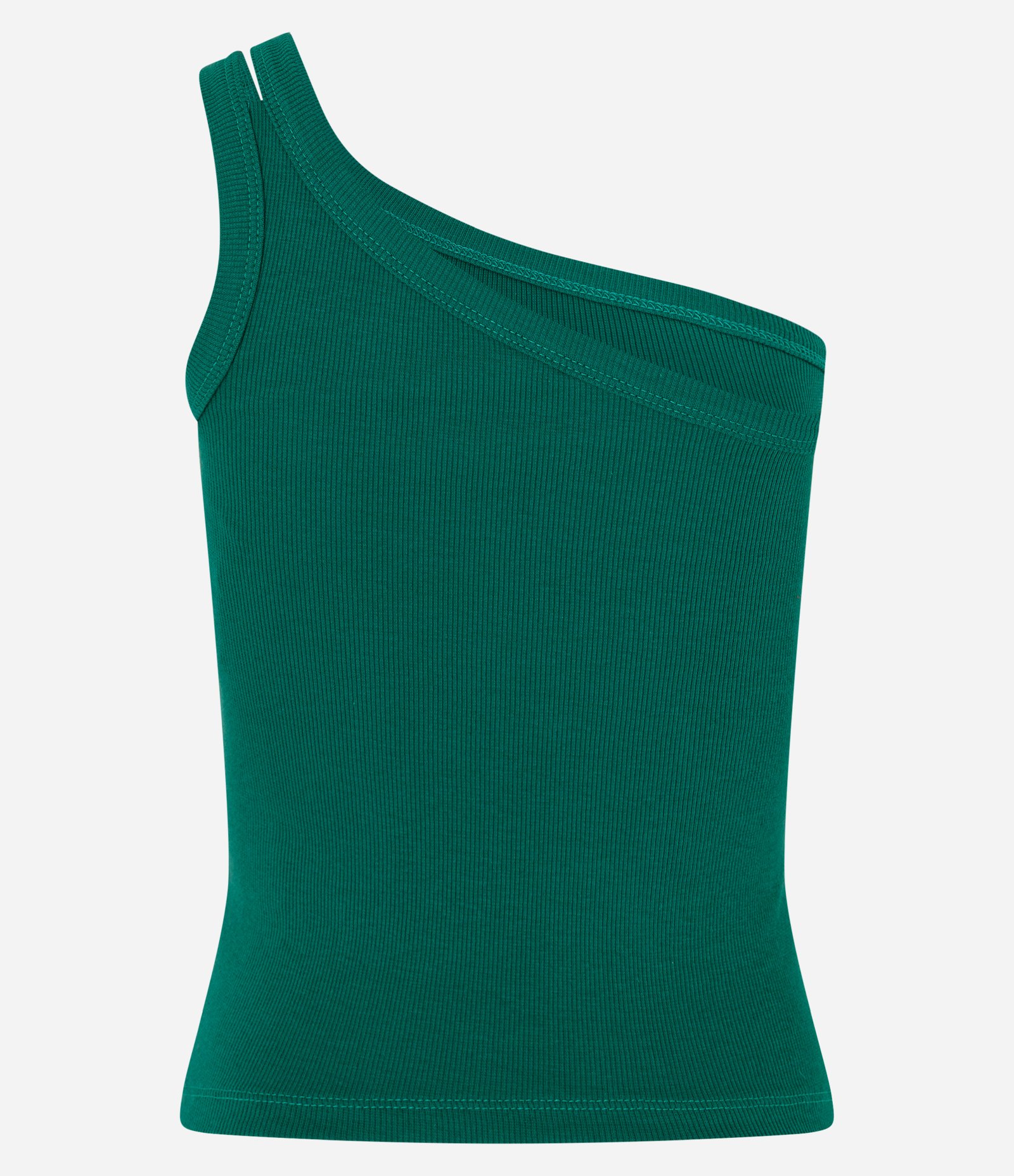 Blusa em Ribana com Um Ombro Só e Alça Dupla Verde 2