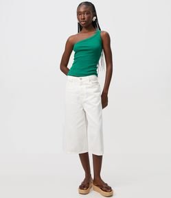 Blusa em Ribana com Um Ombro Só e Alça Dupla