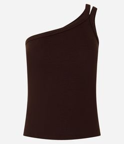 Blusa em Ribana com Um Ombro Só e Alça Dupla