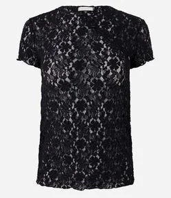 Blusa em Renda com Alamares Decorativos
