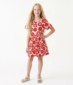 Vestido Infantil Floral em Algodão - Tam 5 a 16 Anos