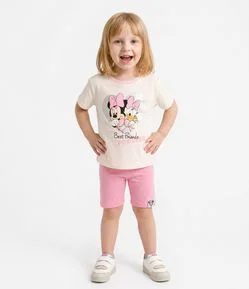 Conjunto Infantil Minnie e Margarida com Bermuda Ciclista - Tam 5 a 16 Anos