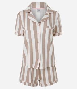 Pijama Curto Americano em Viscolycra com Estampa Listrada