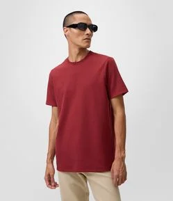Camiseta Regular em Algodão com Textura Waffle