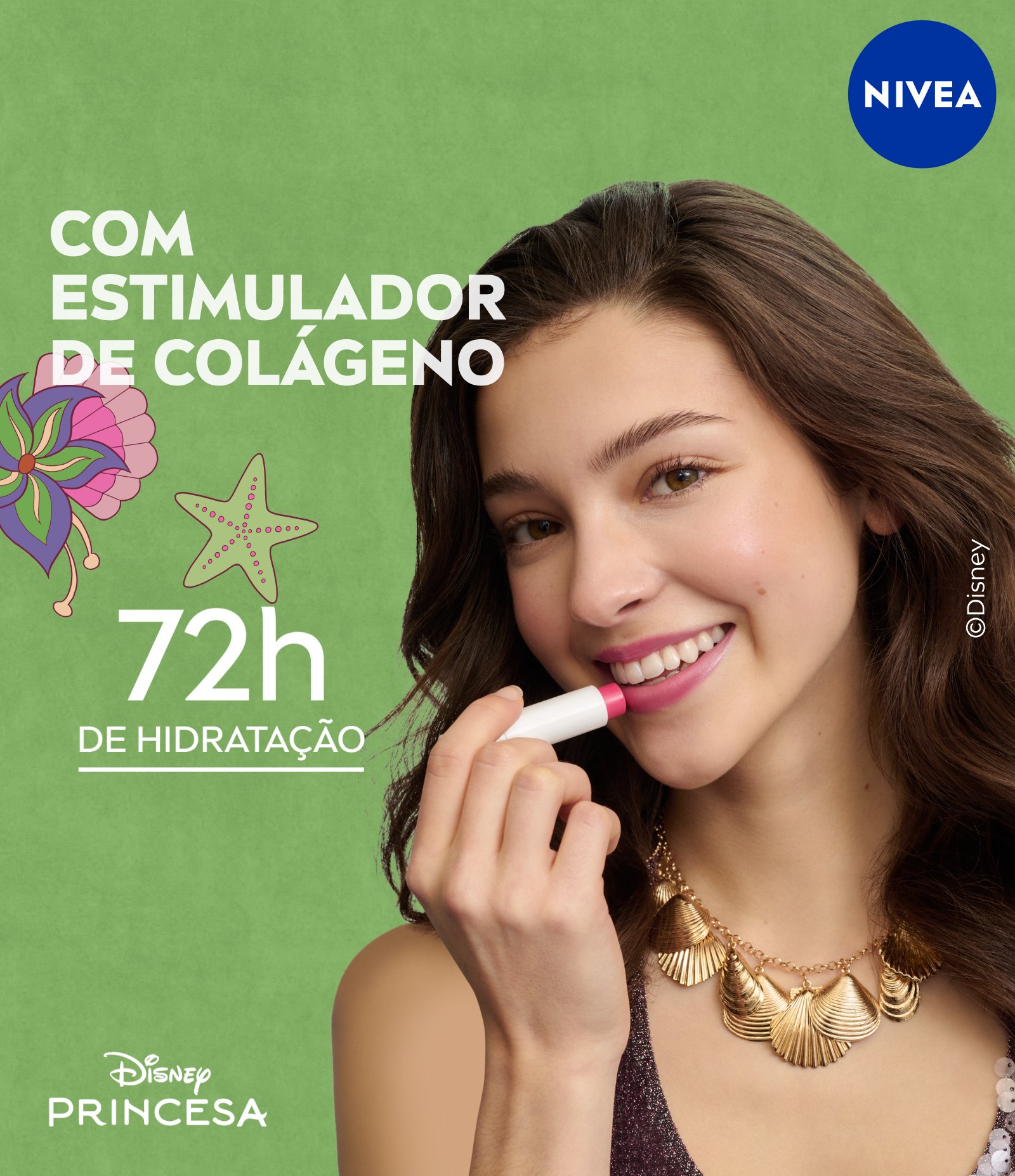 Hidratante Labial Melancia Brilhante Ed. Limitada Ariel Disney® Princesas Nivea 4,8g 5