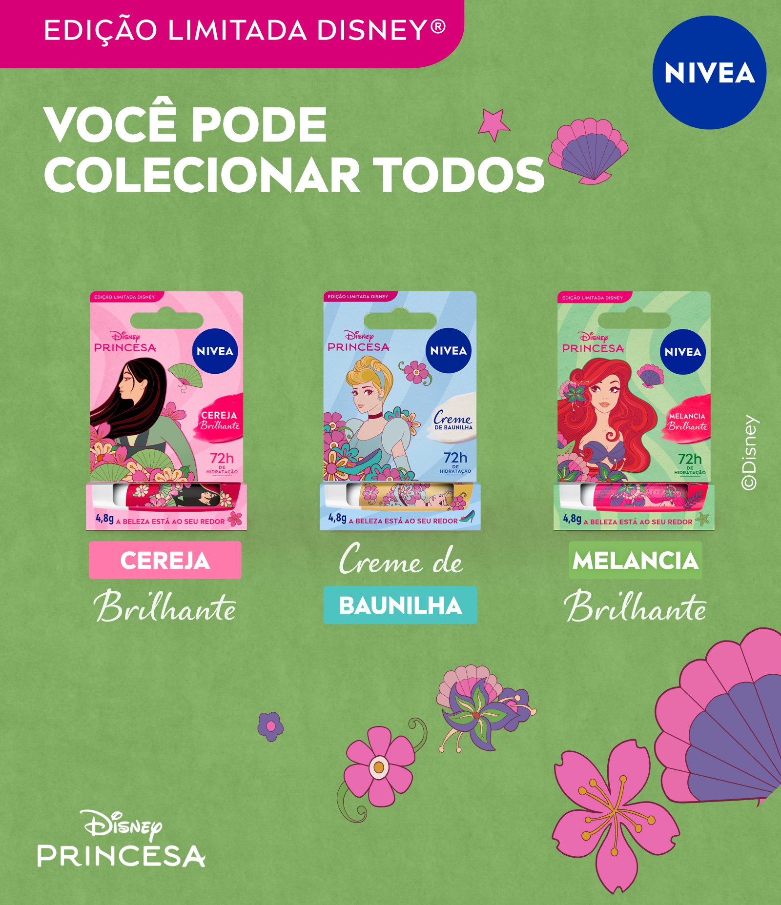 Hidratante Labial Melancia Brilhante Ed. Limitada Ariel Disney® Princesas Nivea 4,8g 9
