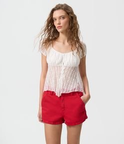 Short Alfaiatado em Sarja com Bolso Faca