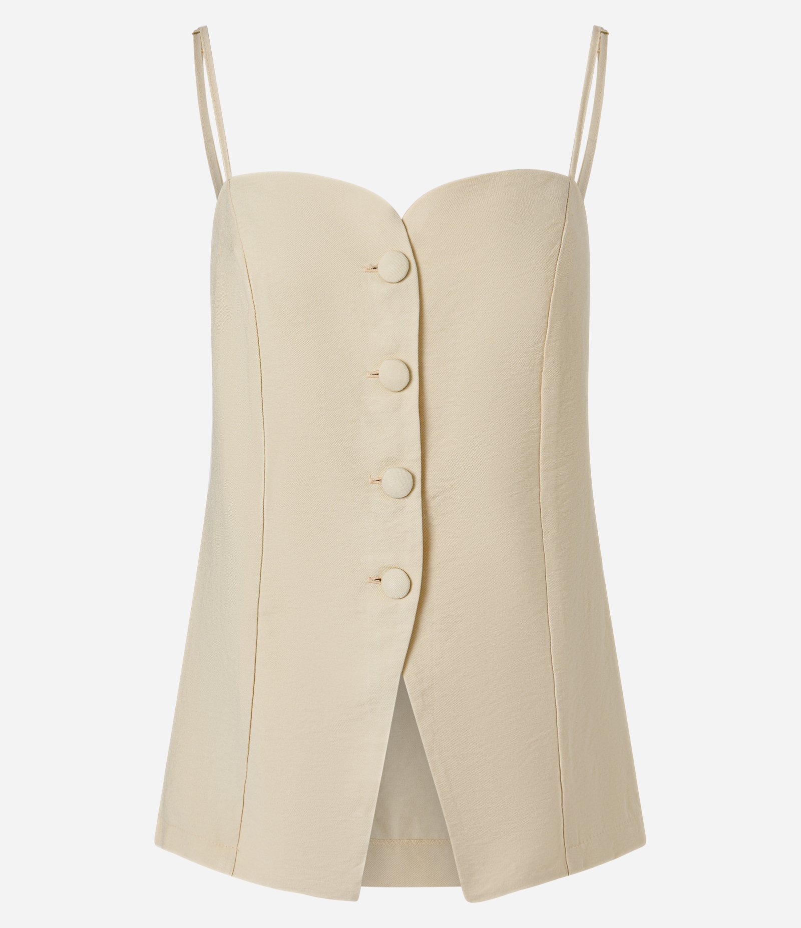 Blusa em Viscose com Decote Coração e Botões Frontais Bege 5