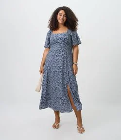 Vestido Midi  em Viscose com Floral Liberty Curve & Plus Size