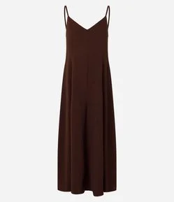 Vestido Midi com Alças Finas e Amarração nas Costas