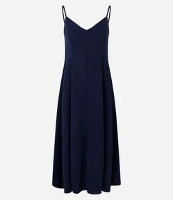 Vestido Midi com Alças Finas e Amarração nas Costas