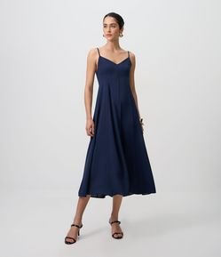 Vestido Midi com Alças Finas e Amarração nas Costas