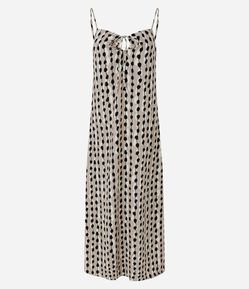 Vestido Midi com Estampa Abstrata e Decote Coração
