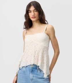 Blusa Peplum em Renda com Alcinha