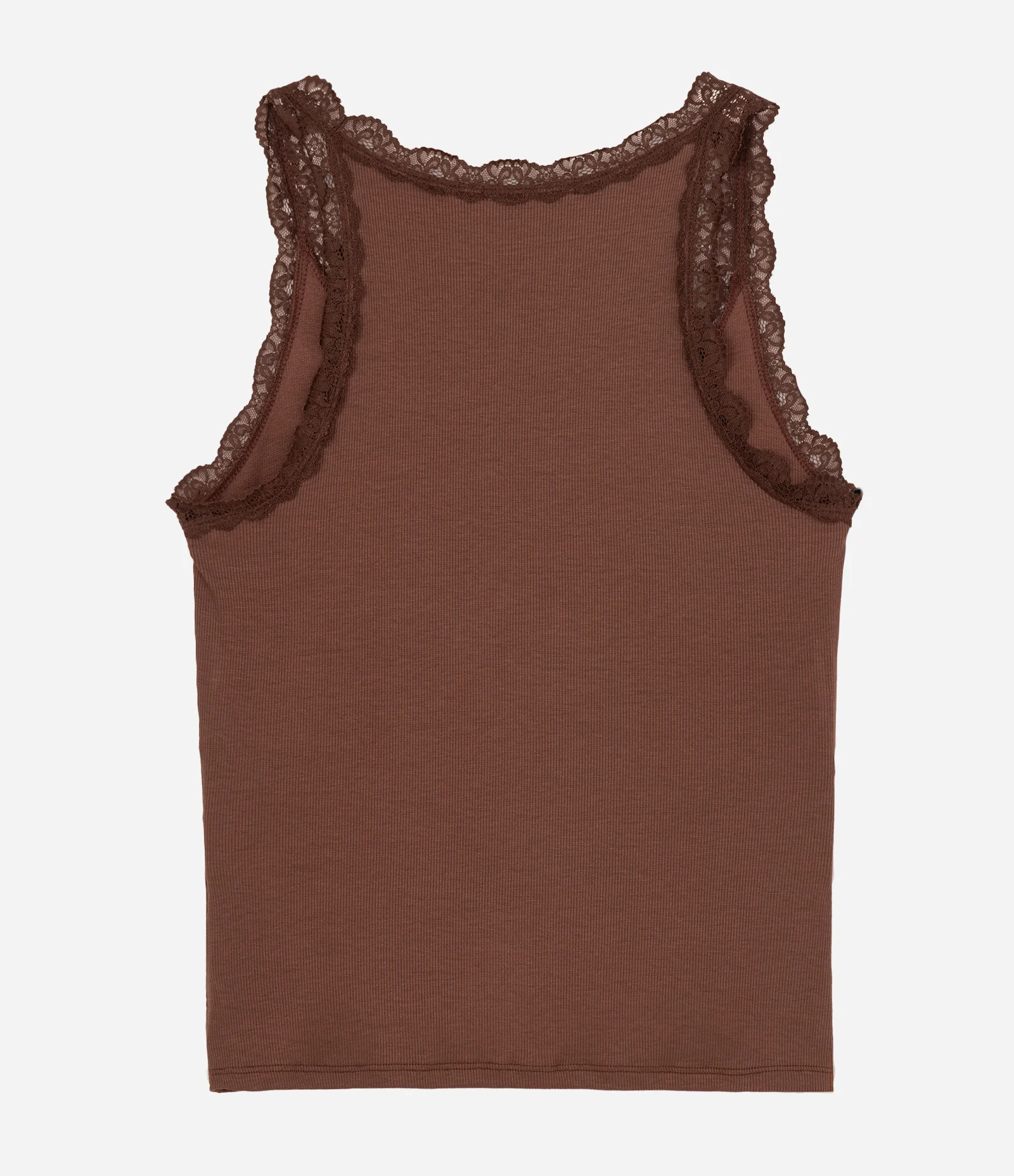 Blusa em Ribana com Acabamento em Renda Curve & Plus Size Marrom 2