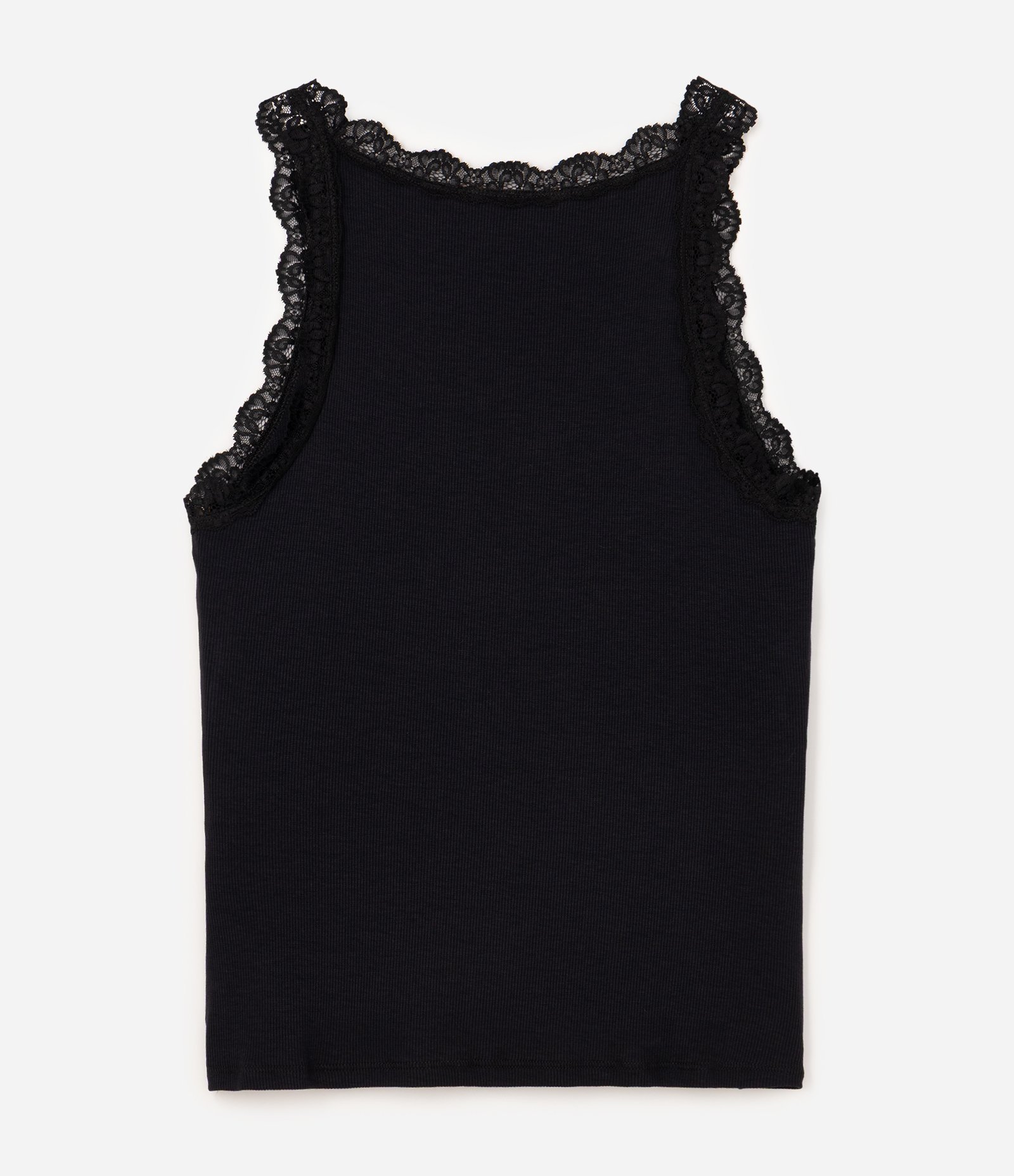 Blusa em Ribana com Acabamento em Renda Curve & Plus Size Preto 1