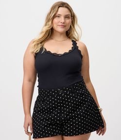 Blusa em Ribana com Acabamento em Renda Curve & Plus Size