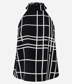 Blusa Halter Neck com Estampa Geométrica