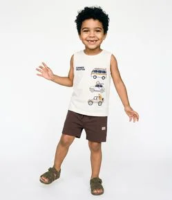 Camiseta Infantil com Estampa Meios de Transporte -Tam1 a 6 Anos
