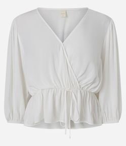 Bata Transpassada em Viscose com Decote V