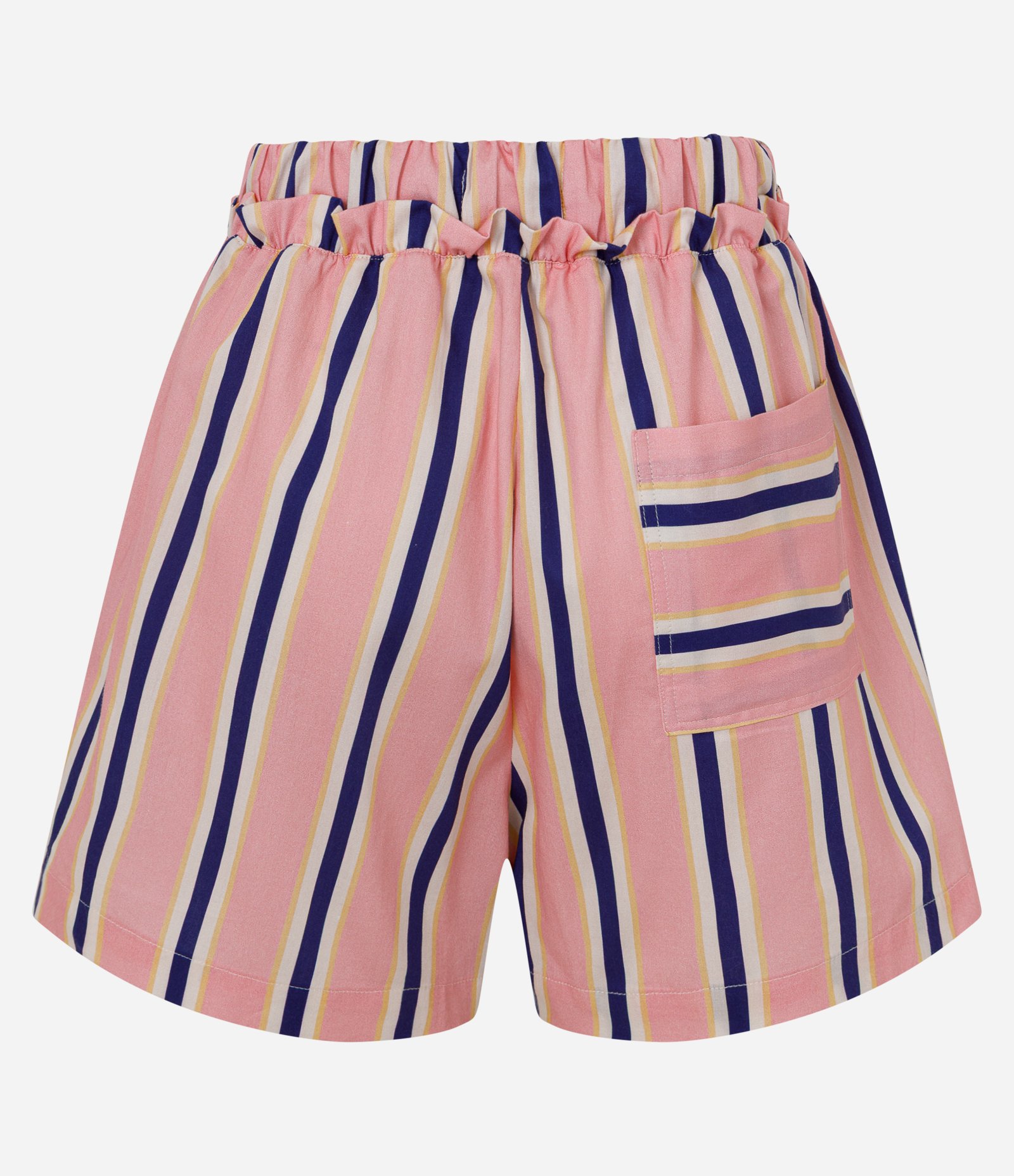 Short Listrado em Tricoline com Cós Duplo e Amarração Rosa 6