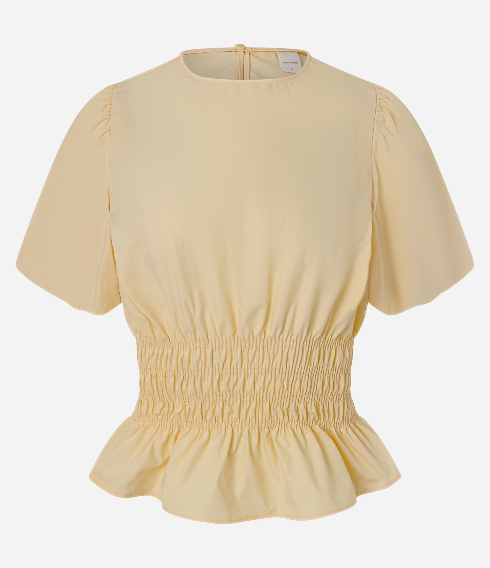 Blusa em Tricoline com Manga Balonê e Cintura Franzida Amarelo 5