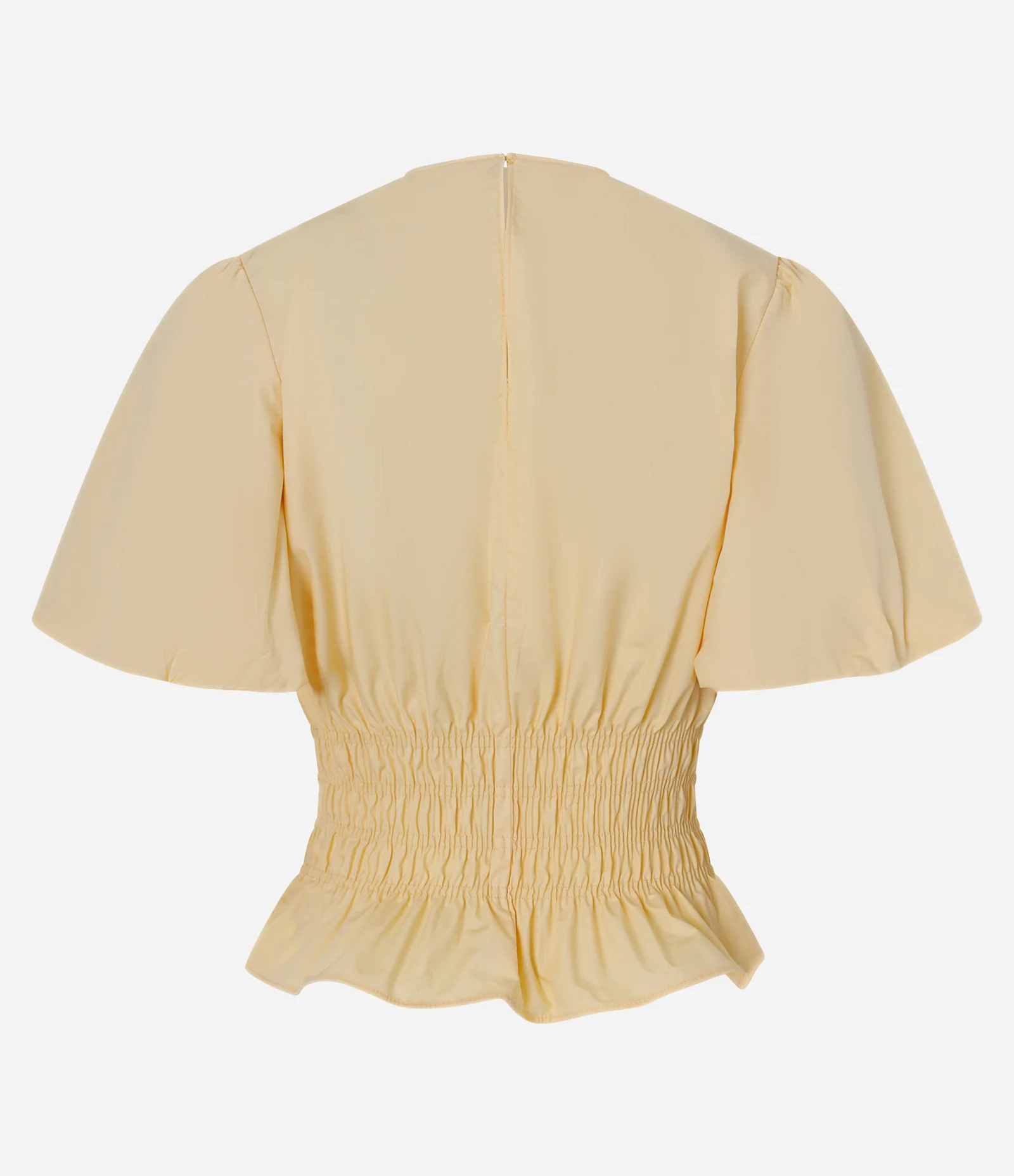 Blusa em Tricoline com Manga Balonê e Cintura Franzida Amarelo 6