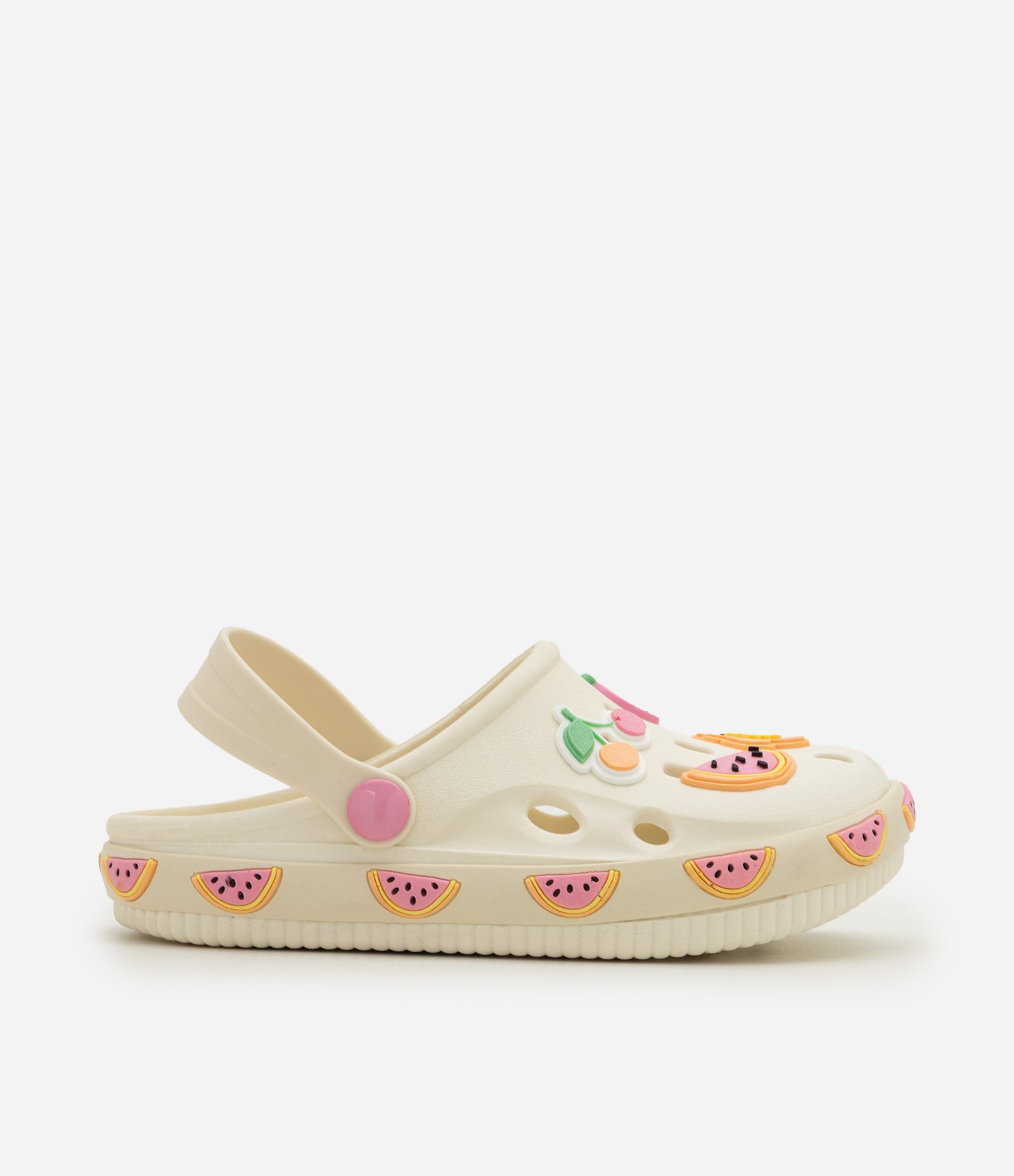 Sandália Infantil Babuche com Patches de Frutas - Tam 28 a 35 Off White 2