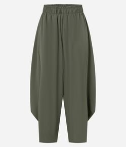 Calça Barrel Esportiva em Microfibra com Cós Elástico