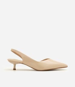 Sapato Slingback com Salto Baixo e Bico Fino