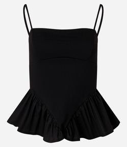 Blusa Peplum em Ponto Roma com Recortes e Alcinha