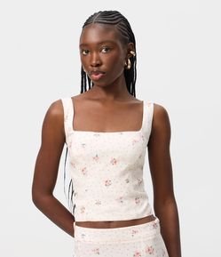 Blusa Corset em Viscose com Estampa Floral