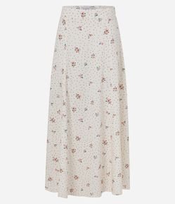 Saia Midi Godê em Viscose com Estampa Floral Bouquet
