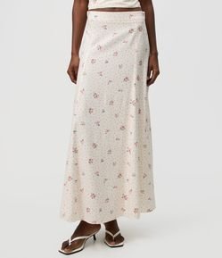 Saia Midi Godê em Viscose com Estampa Floral Bouquet