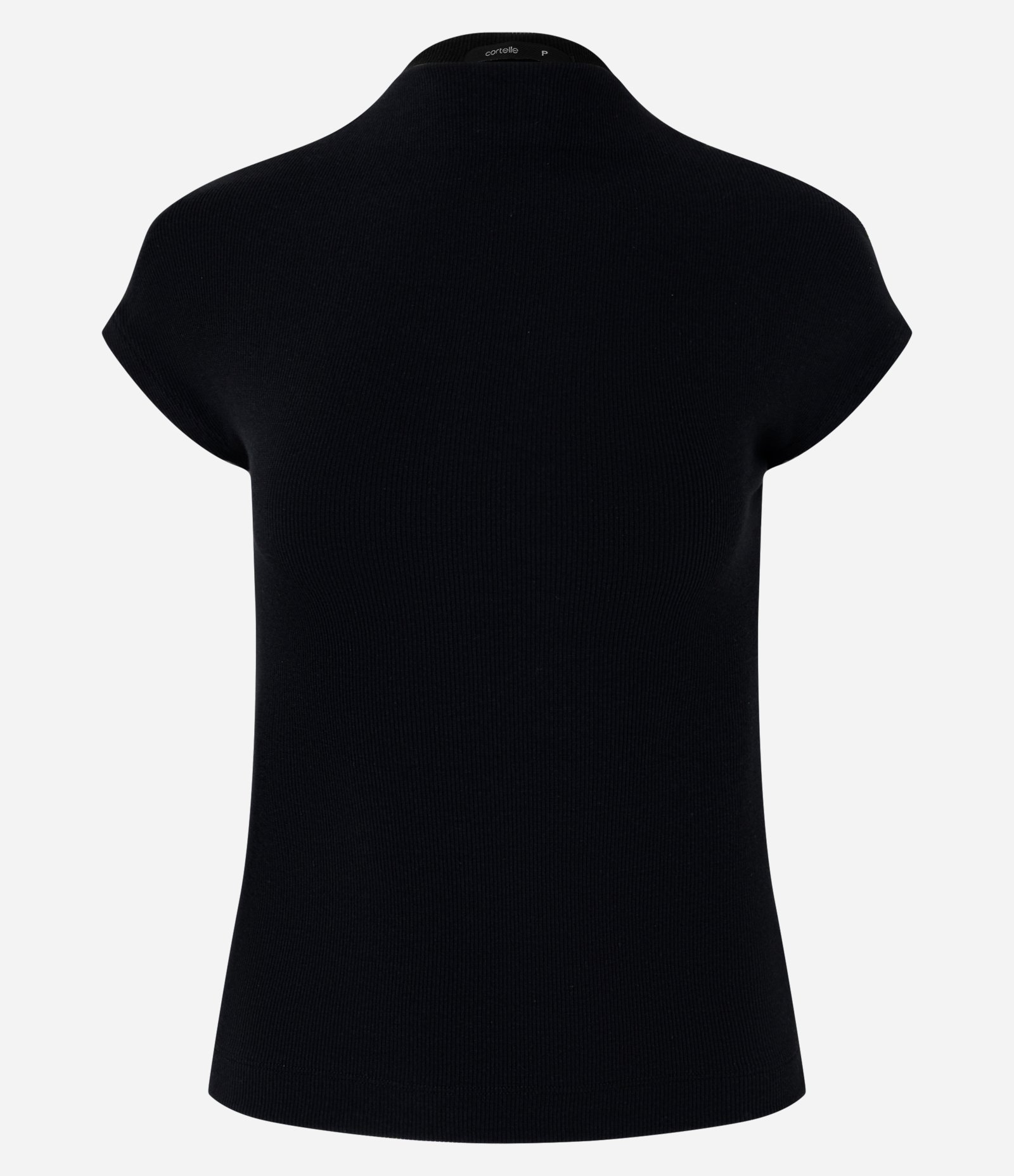 Blusa Ajustada em Ribana com Gola Alta Preto 1