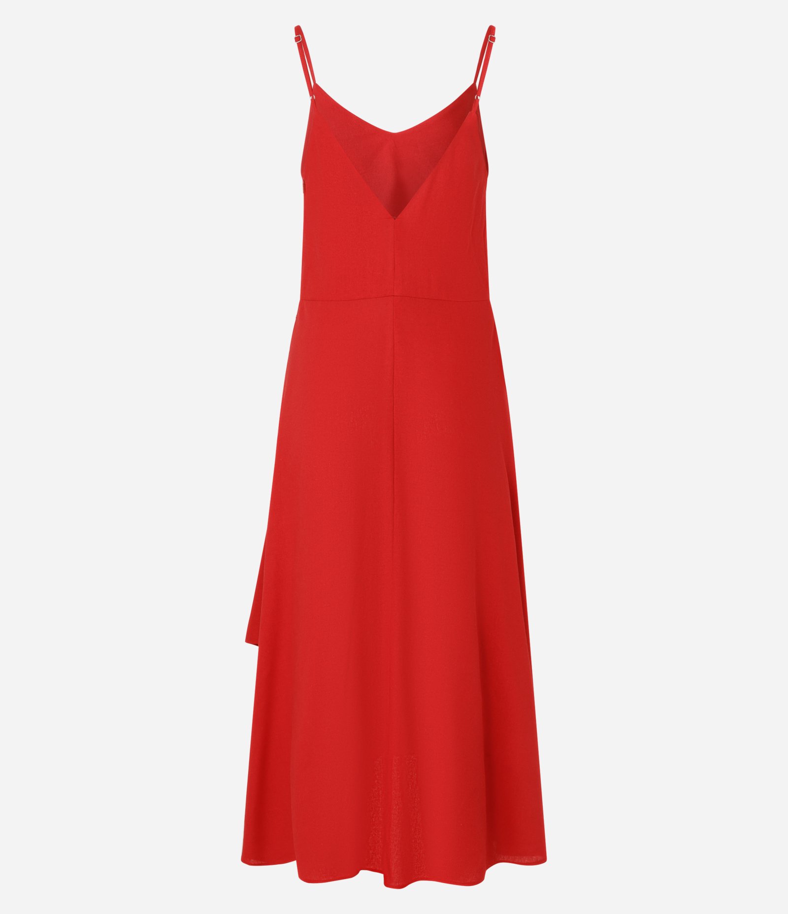 Vestido Evasê em Viscolinho com Barra Assimétrica Vermelho Médio 2
