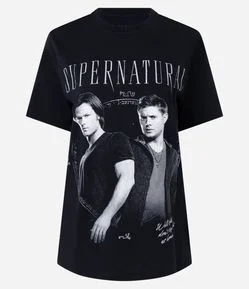 Camiseta em Algodão com Estampa Supernatural
