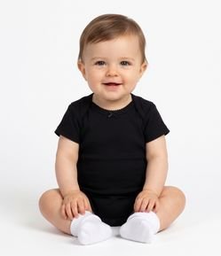 Body Bebê em Cotton Canelado com Lacinho na Gola - Tam 0 a 18 Meses