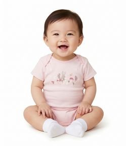 Body Bebê em Cotton Listrado com Silk Puff e Glitter - Tam 0 a 18 Meses