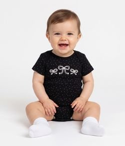 Body Bebê em Cotton Estampa Laços - Tam 0 a 18 Meses