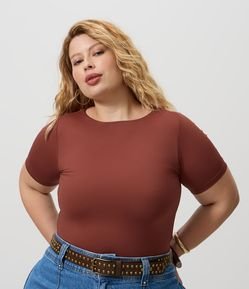 Blusa Ajustada em Microfibra Curve & Plus Size