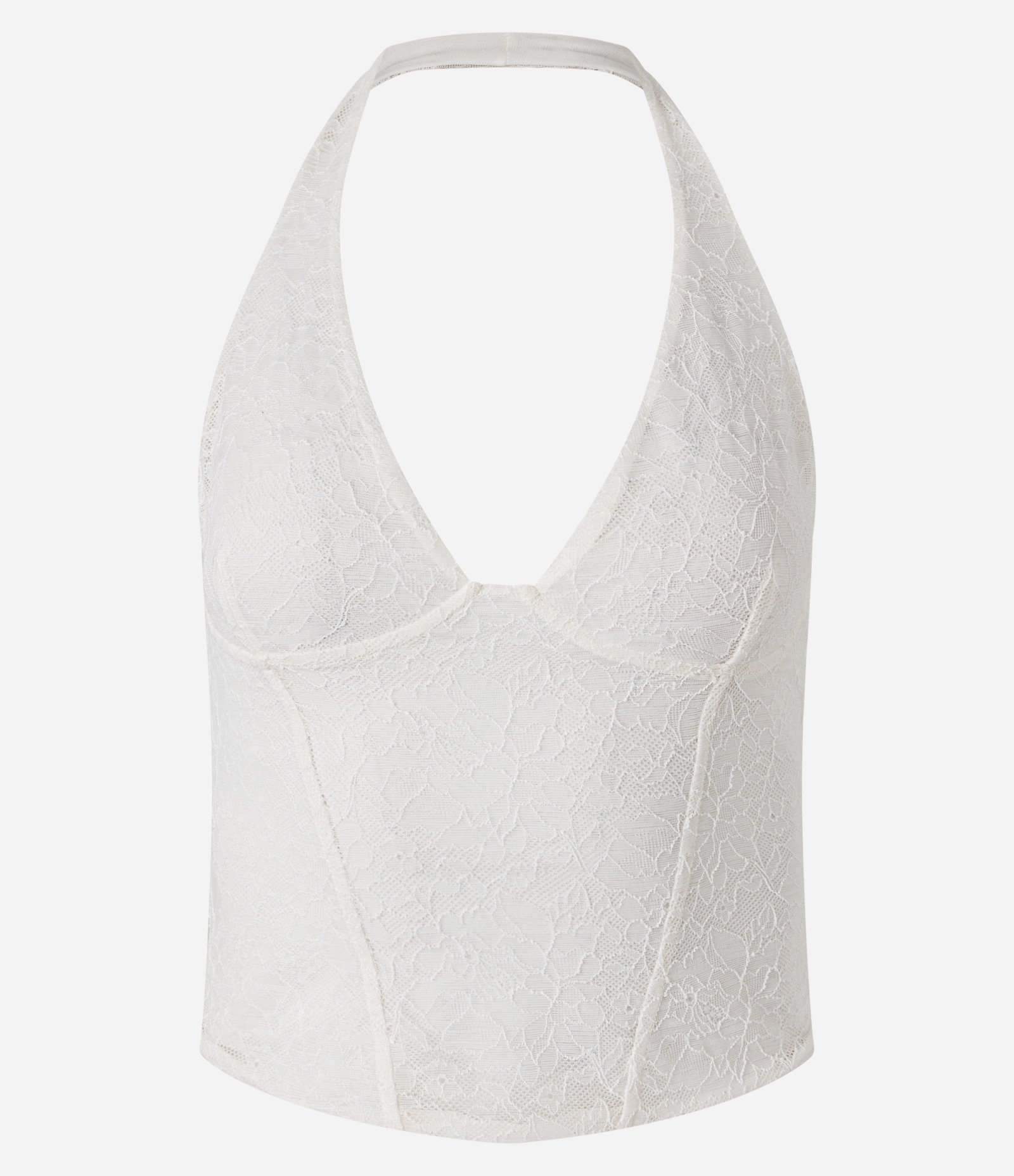 Blusa Frente Única em Renda com Textura Floral Branco 1